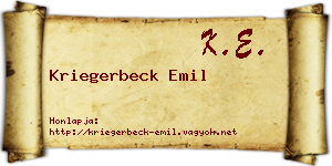 Kriegerbeck Emil névjegykártya